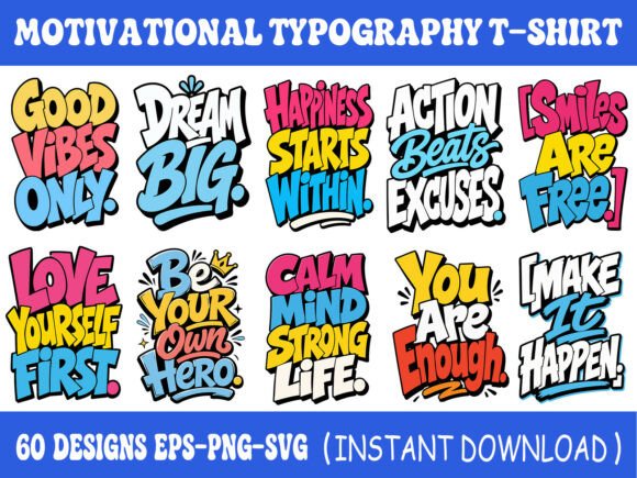 Motivation Typography T-Shirt Bundle Review