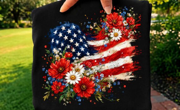 Review: Floral America Flag Bow T-Shirt PNG for Embroidery